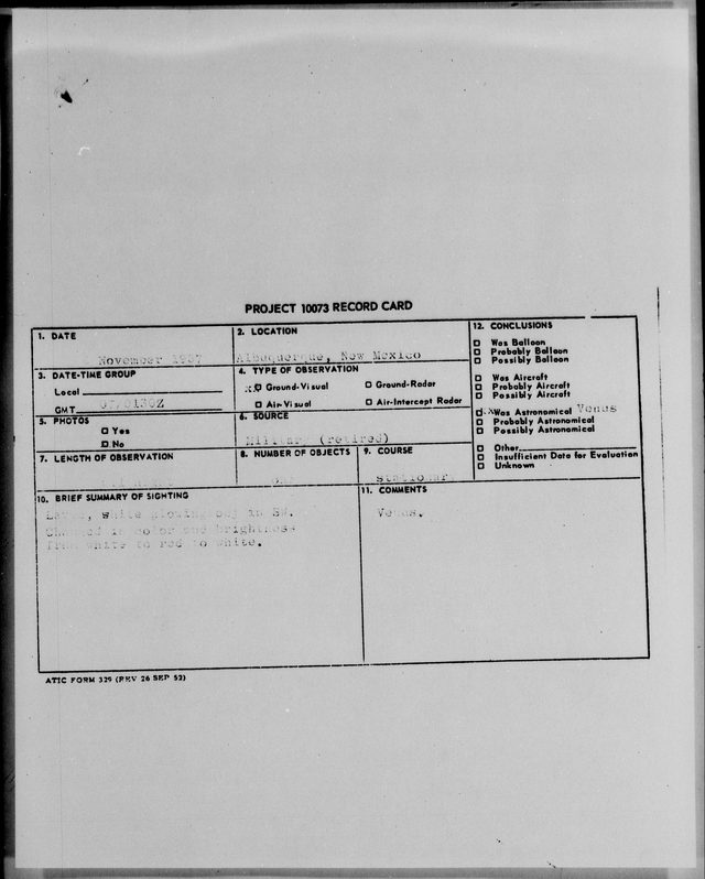 First page of the archive record Albuquerque, New Mexico, November 1957