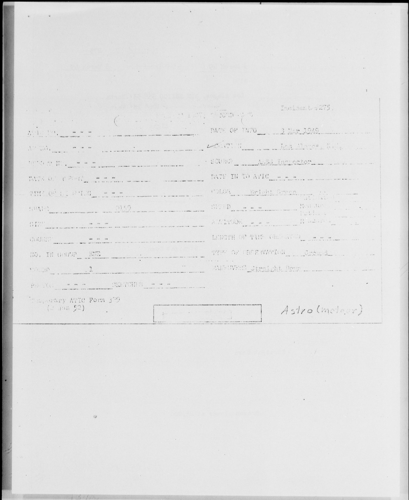 Los Alamos, N.M., March 1949 — Incident Number 275
