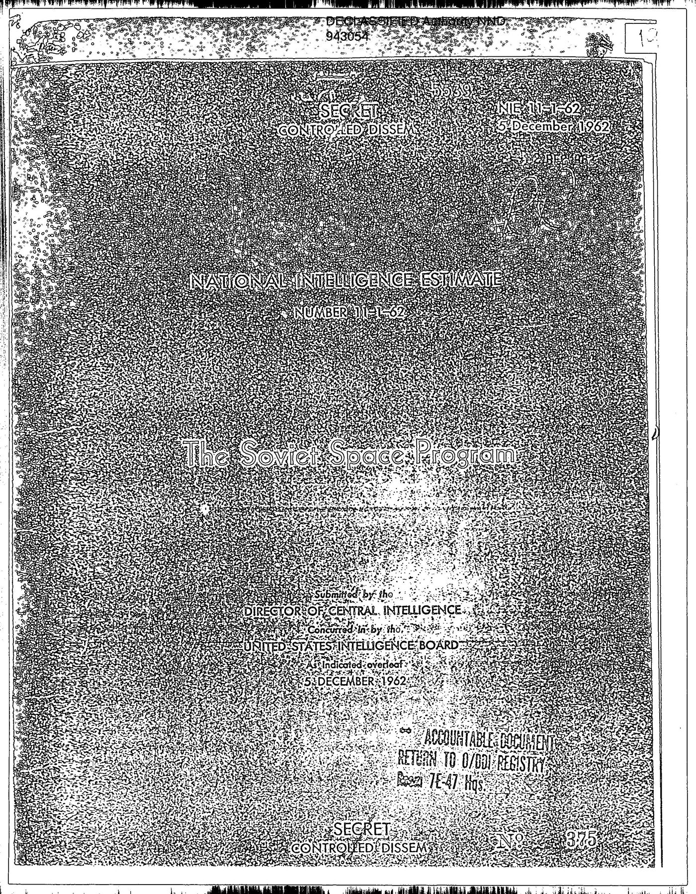 NIE 11-1-62, 5 Dec 62, The Soviet Space Program