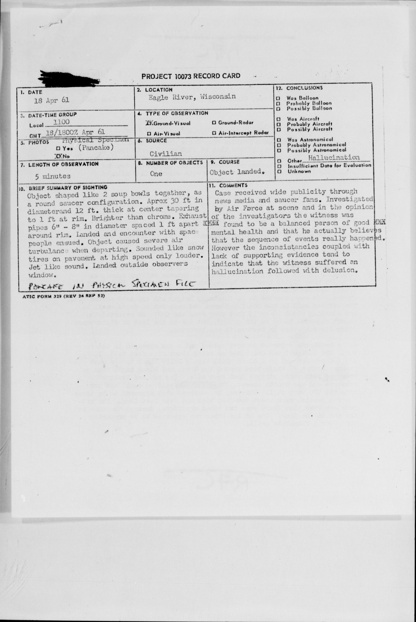 Air Force Physical Specimen Analysis
