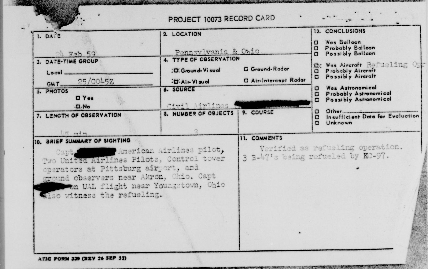 Project Blue Book Pennsylvania Case