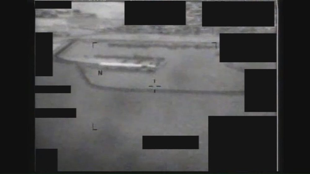 Still frame from the video DOW-UAP-PR098, "UFOs in formation over Persian Gulf?"