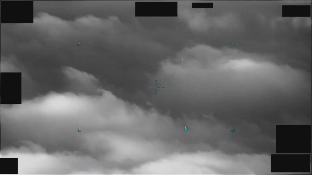Still frame from the video DOW-UAP-PR105, Unresolved UAP Report, East China Sea, 2025
