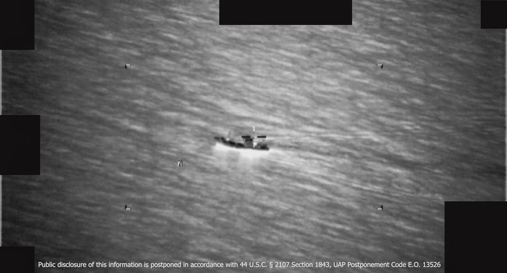 Still frame from the video DOW-UAP-PR148, Unresolved UAP Report, East China Sea, 2023